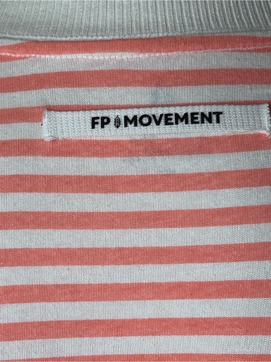 FP Movement by Free People Tops - FP Movement by Free People Coral and White Striped Short Sleeve Tee